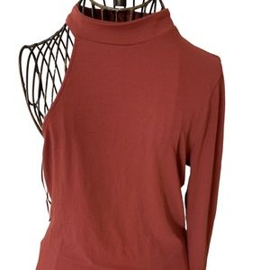Express Burgundy Asymmetrical Sleeveless Top